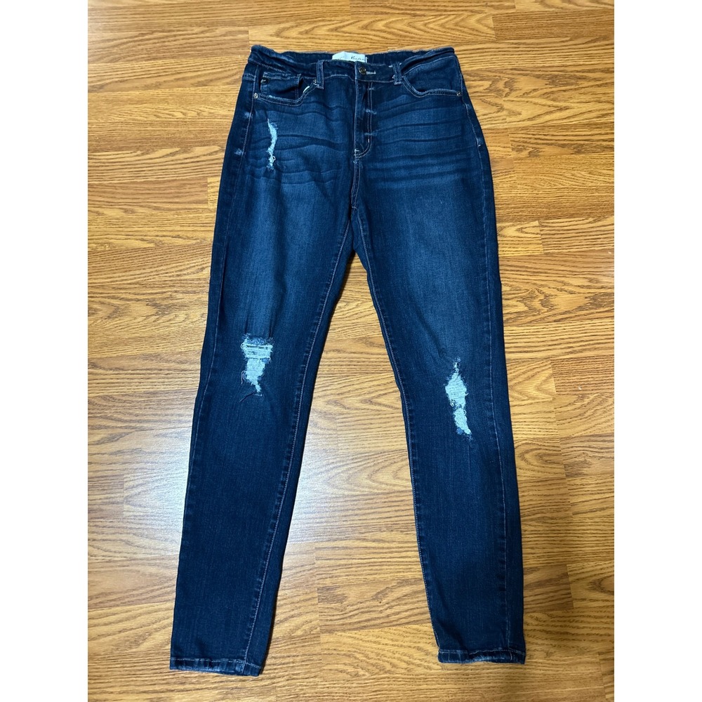 KanCan Curvy High Rise Skinny Distressed Jeans Dark Wash KC6223D Size 31 W15